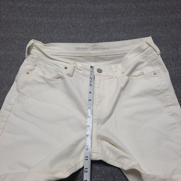 Old Navy Womens Jeans 12 Ivory Curvy  Slim Straight Beach Party Denim Pants - Picture 3 of 9